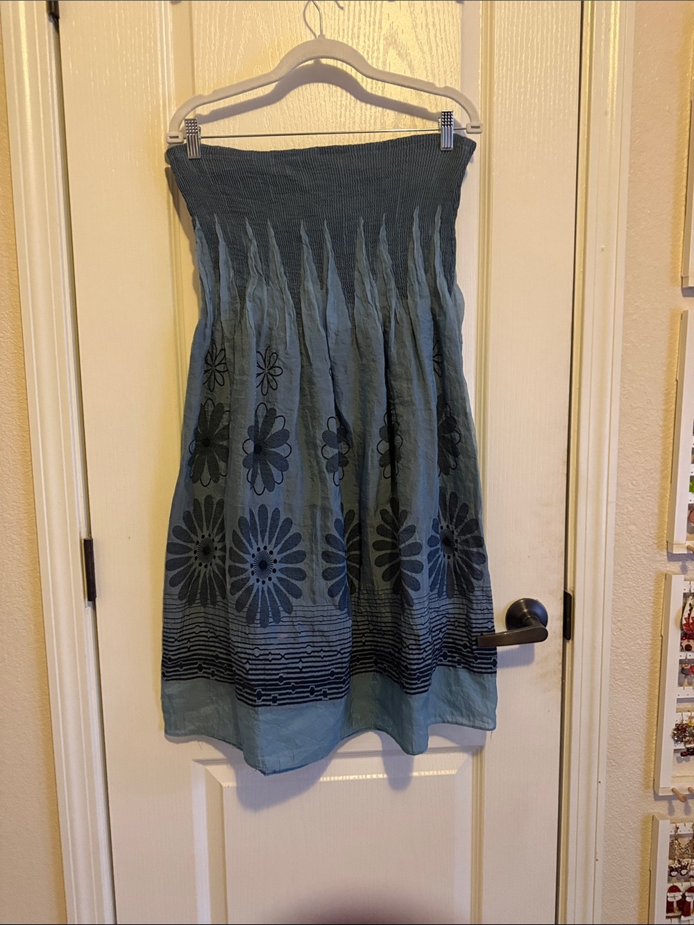 Lapis Strapless Floral Smocked Tube Dress in Teal and Navy